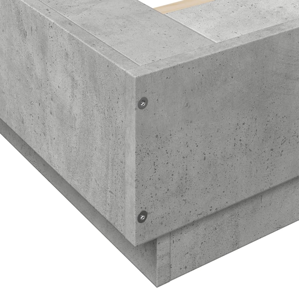 Bed Frame with LED Lights Concrete Grey 90 x 200 cm Engineered Wood