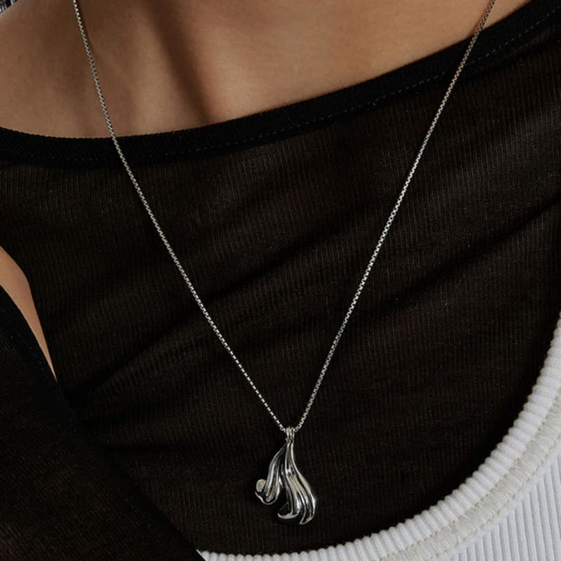 Invisible Collage DOUBLE MATIERE NECKLACE_SILVER