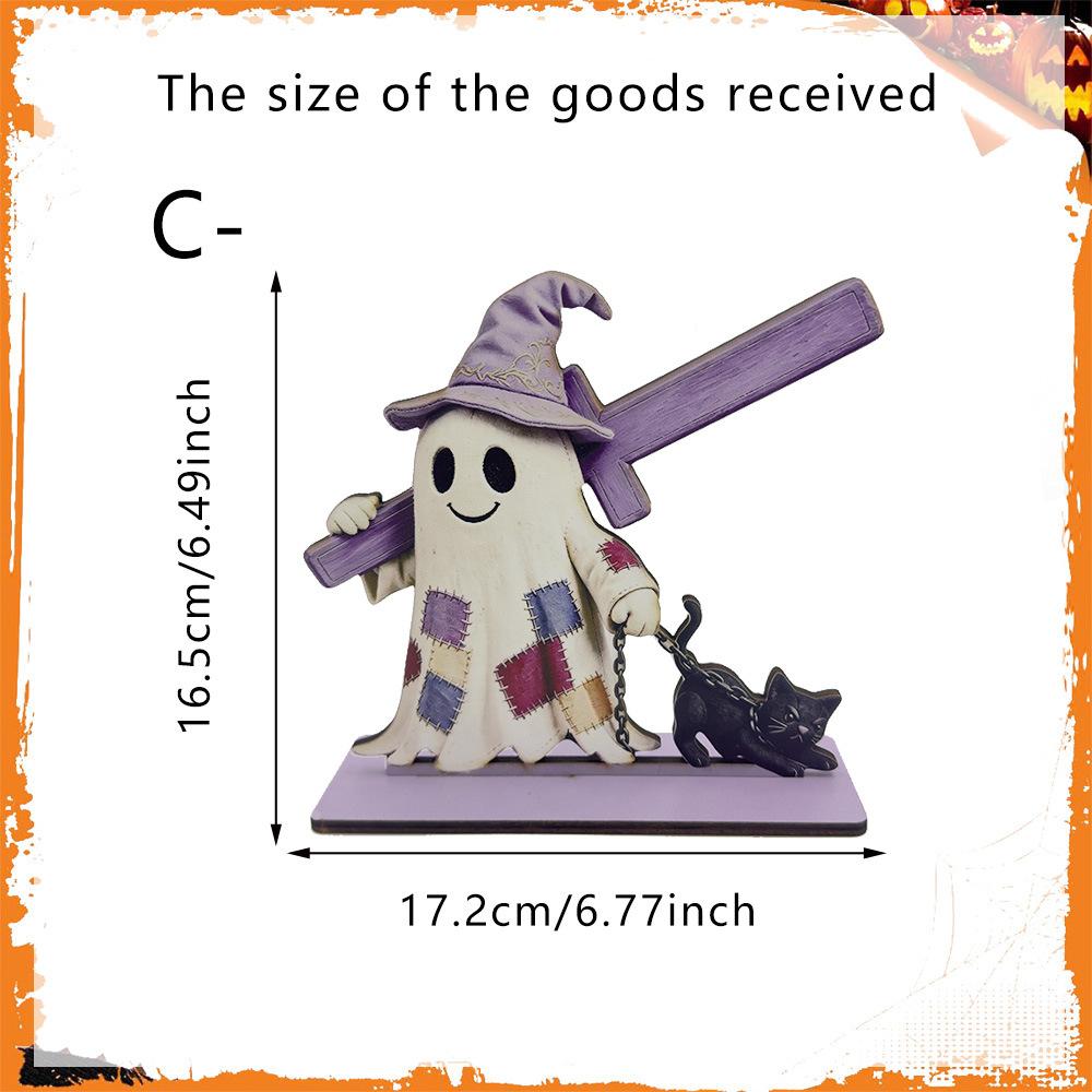 Halloween Patch Ghost Wooden Roll Paper Shelf Home Outdoor Dining Table Creative Decorative Item Paper Towel Rack