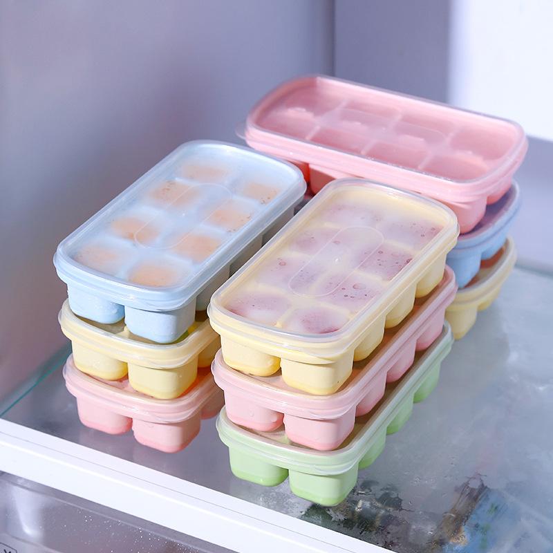 8Grid Silicone Press Ice Cube Trays Square Block Ice Cube Mold for Frozen Food Mini Ice Cream Pastry Box Molds Summer Gadgets1PC