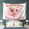 Ballerina Cappuccina Tapestry Coffee Cup Wall Hanging Decor for Living Room Bedroom Kitchen for Coffee Lovers Birthday