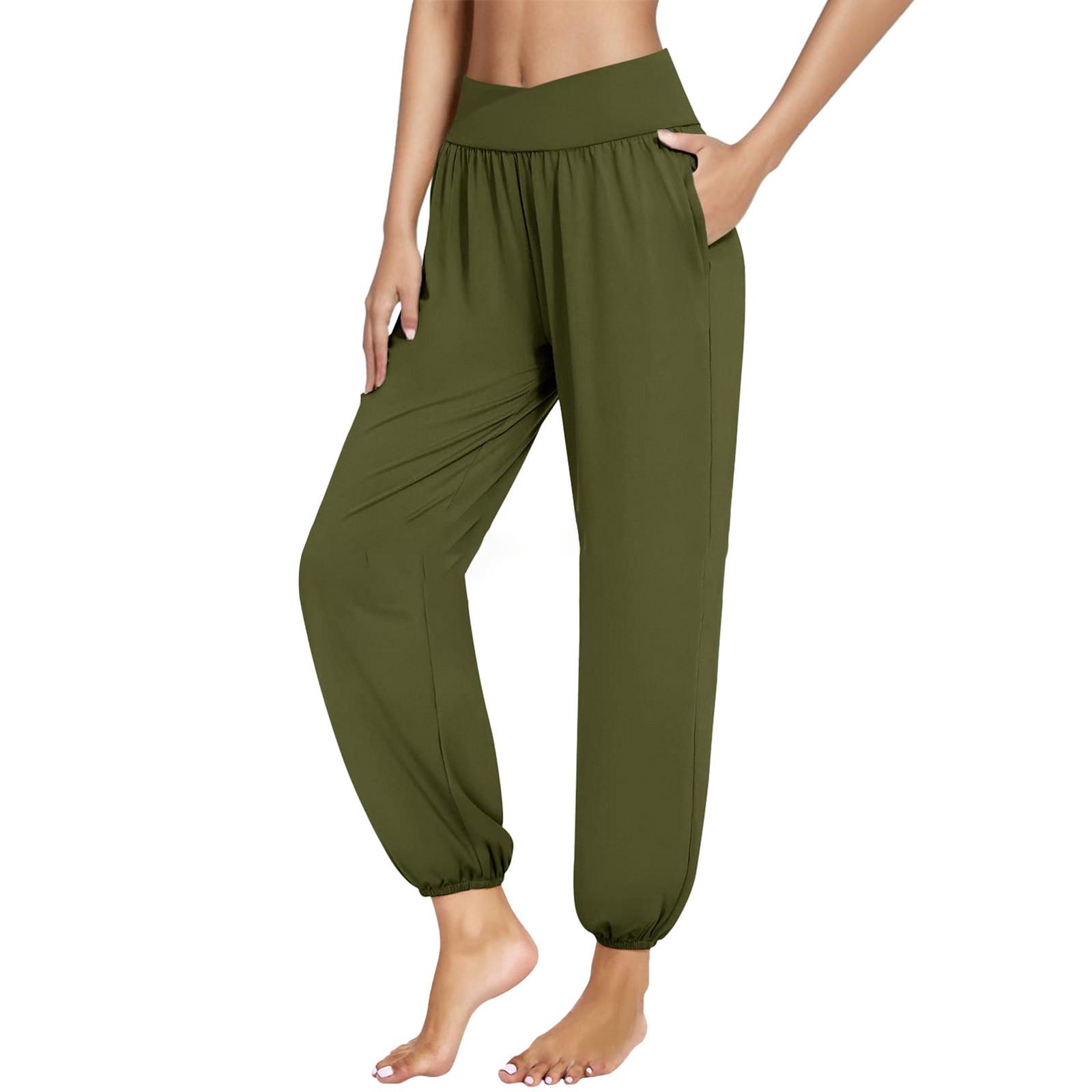 Women s Crossed High Waist Pocket Elastic Toe Yoga Pants L