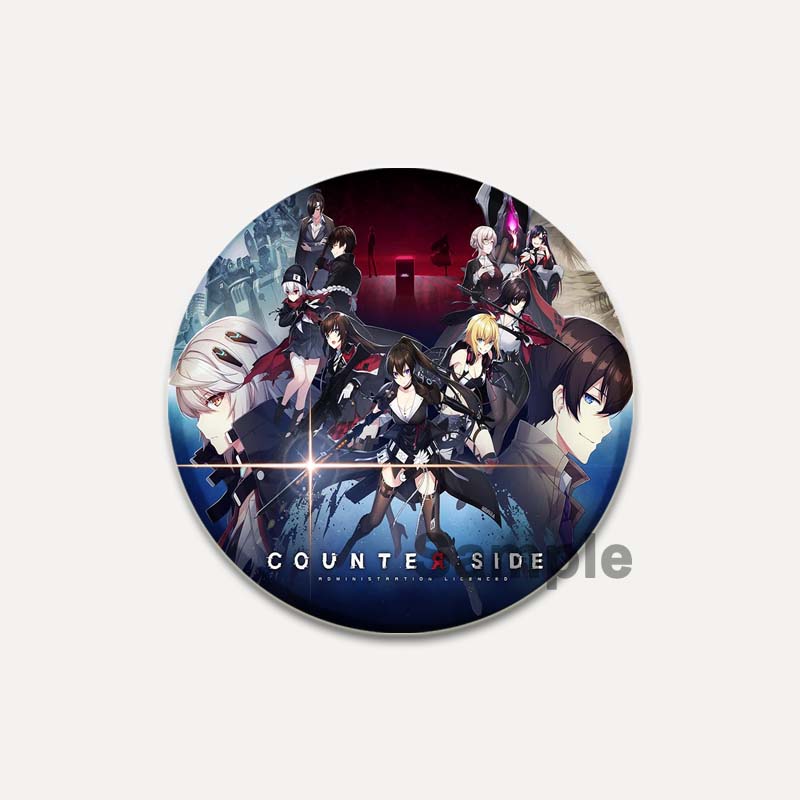 32/44/58mm Pop Anime Game Counter Side Brooches On Backpack Cartoon Figure Lapel Pins Alloy Round Cartoon Badge Gifts Jewelry Accessory