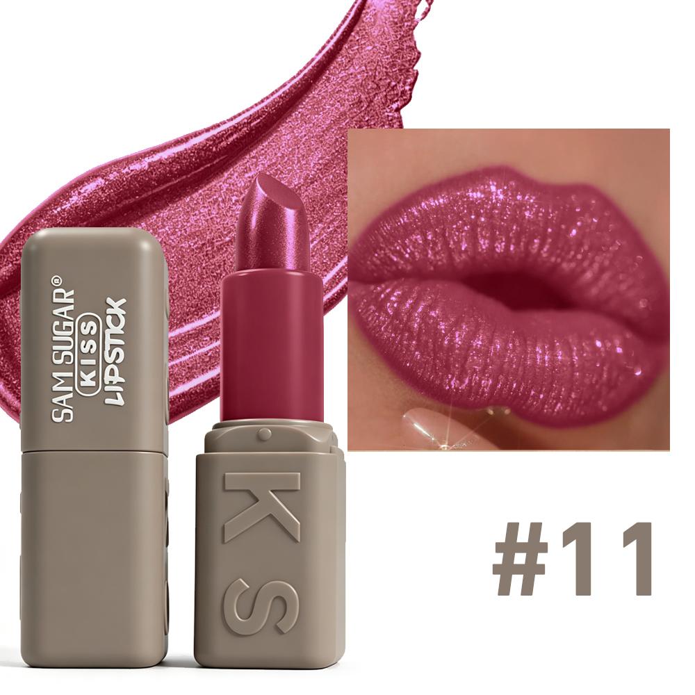 Kiss Lipstick Metallic Shine Glitter Lipstick Moisturizing Smooth Velvet High Pigment Non Grainy Comfortable Lip Makeup for Women