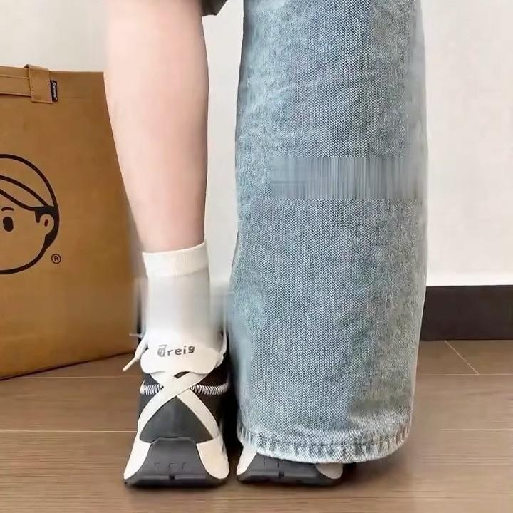 Small thick-soled inner height increase of 7cm German training shoes women's spring 2025 new leather color matching casual Forrest Gump shoes