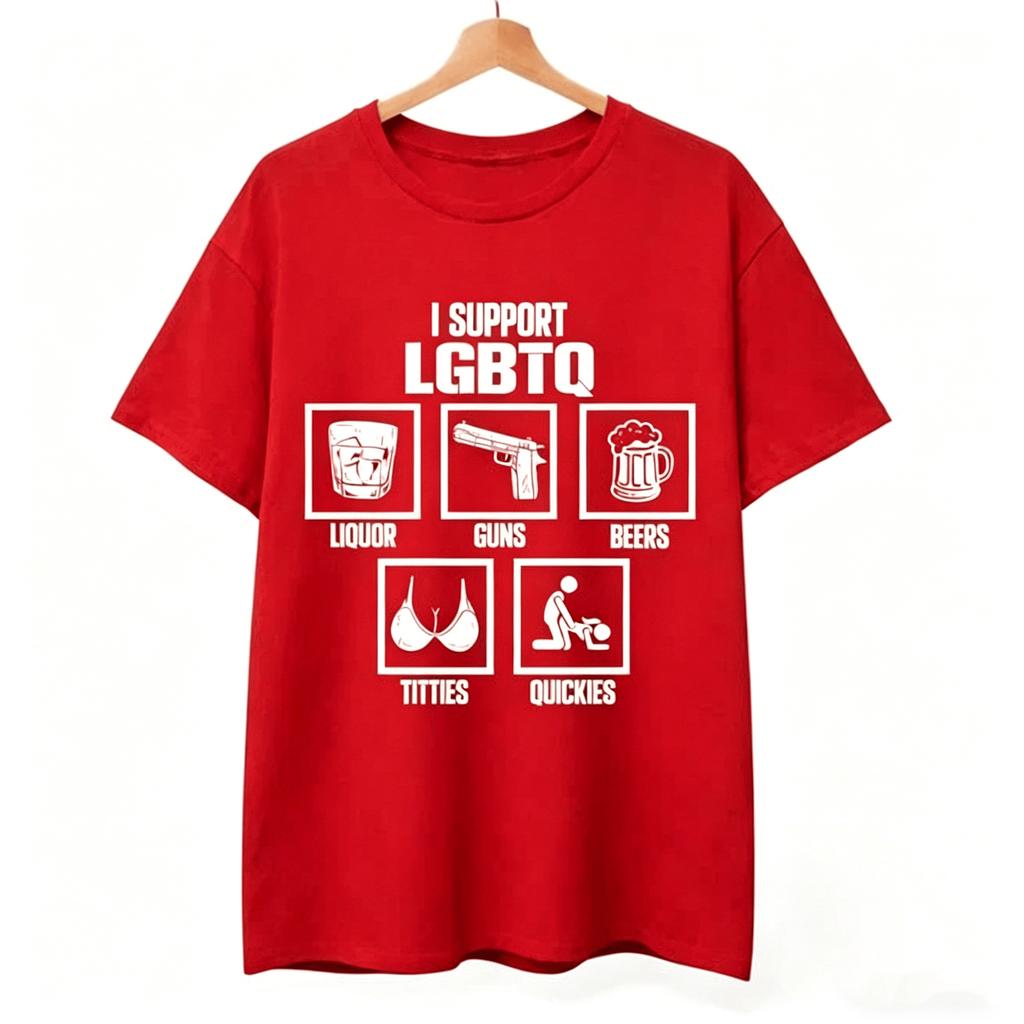 Vintage Men's Funny I Support LGBTQ T Shirt Cotton T-shirt 2026 Summer New Women Oversized Streetwear Trendy O-Neck Loose Top