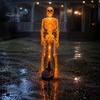 Automatic Dusk to Dawn Lamps Solar Skeleton Garden Stake Light, Halloween 3D Glowing Skull Yard Haunted House Landscape Lighting Decor with