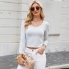 Women Long Sleeve T-shirt Crew Neck Tee Breathable Skin-friendly Basic Tee Autumn Winter Inner Wear Top