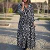 GMXIA Plus Size Women's Elegant Long Sleeve Printed Shirt Dress Skirt Dresses
