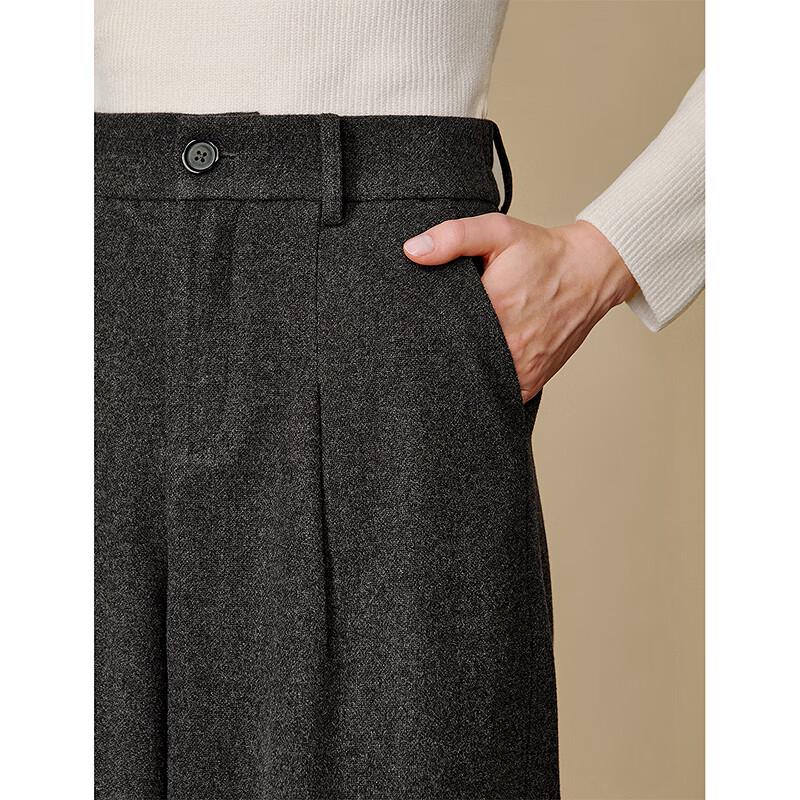 INMAN Women's A-Line Wide-Leg Cropped Wool Blend Trousers
