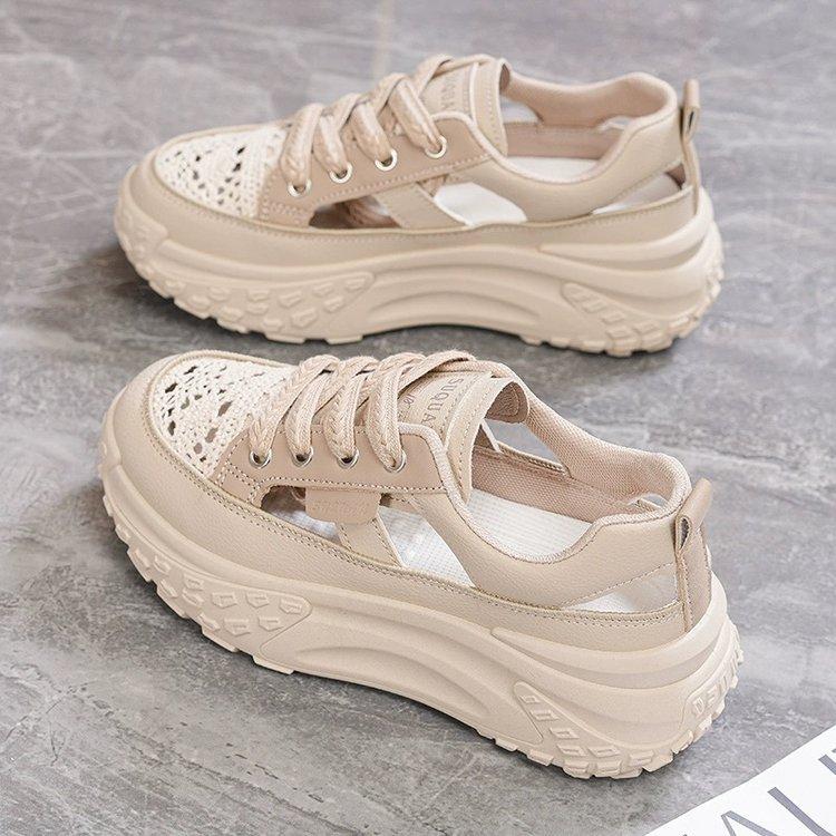 

Повседневная обувь на платформе лето новая платформа полые дышащие цветные папины кроссовки студенческий спортивный стиль белые кроссовки 40