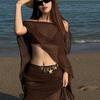 Melanoidowy Retro Zestaw Bikini z Podziałem: 4-częściowy kostium kąpielowy z długą spódnicą, maskujący niedoskonałości, wyszczuplający krój i ochrona przeciwsłoneczna na lato