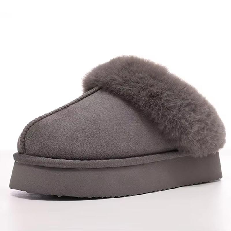 

Fashion Smile PoP Winter Fluffy Women Slippers Warm Fuzzy House Slippers Soft Suede Antiskid Platform Cotton Slippers With Memory Foam 36-37 серый