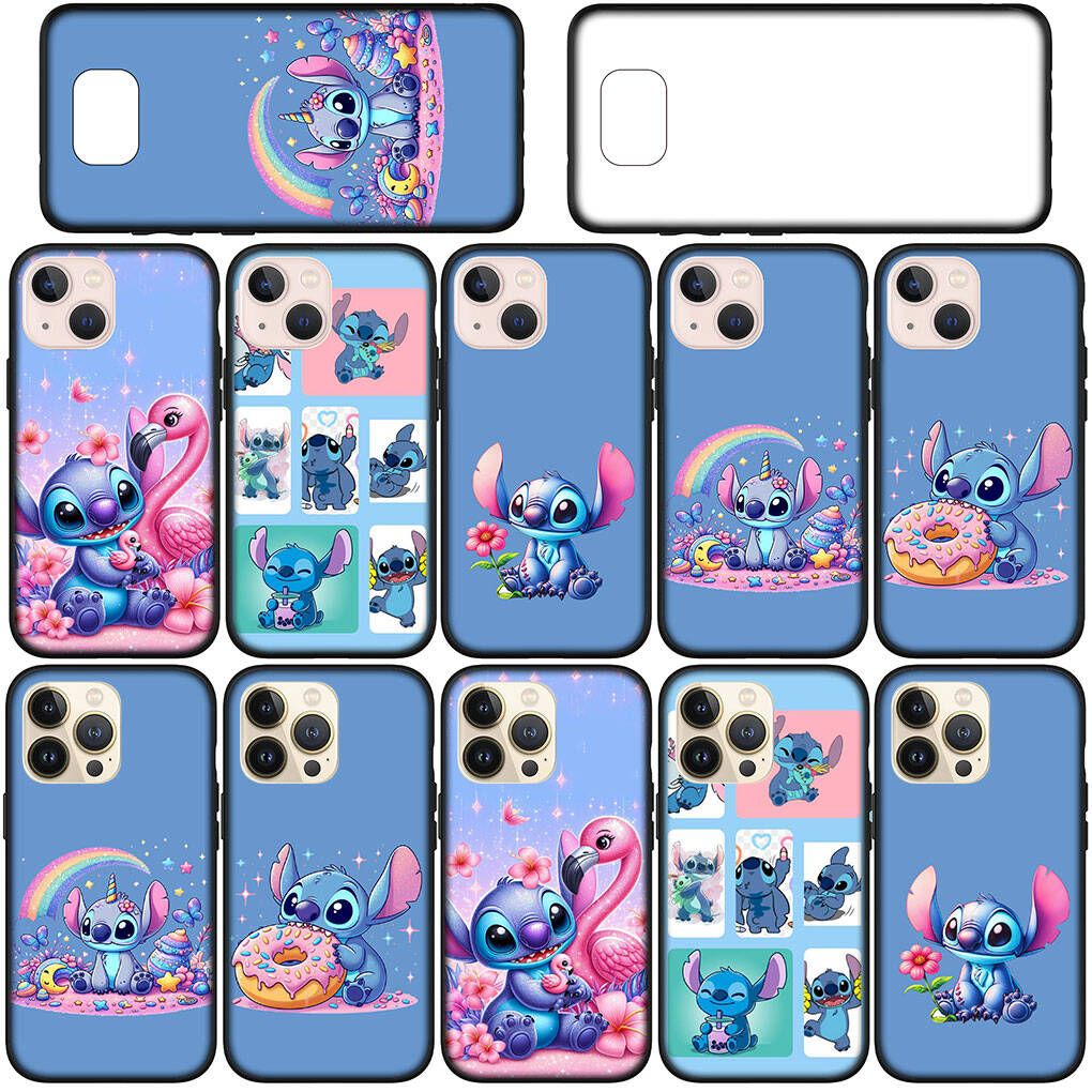 Cover for iPhone 17 16 15 Xiaomi Poco Redmi Note 14 13 12 11 Pro 9 16e Samsung Galaxy S25 S24 S23 OPPO Huawei Blue Lilo Cartoon Stitch Pink Phone Case