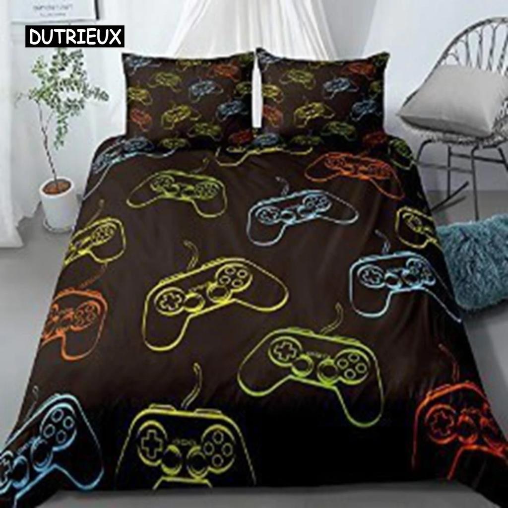 Gamepad Comforter Cover Gamer Bedding Set Teens Video Game Duvet Cover for Youth Kids Boys Modern Game Controller Bedspread