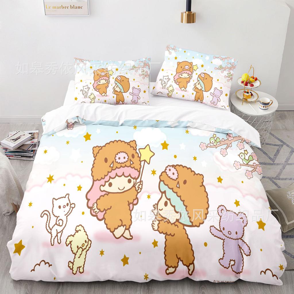 Sanrio Little Twin Stars Bedding Sets Comforter Quilt Bed Cover Duvet Cover Pillow Case 2-3 Pieces Sets Kids Adult Size