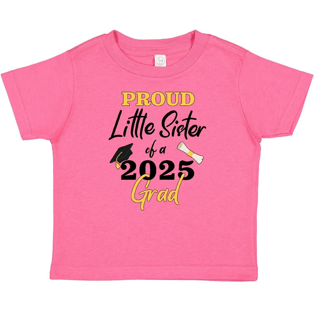 Inktastic Proud Little Sister Of A 2025 Grad Baby kids boys T-Shirt Graduation Big Brother 130