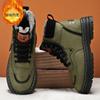 Winter Men's Boots Warm Plush Outdoor Cotton Shoes Black Size 48 Waterproof Lace Up Anti Slip Cold Resistant Men's Shoes