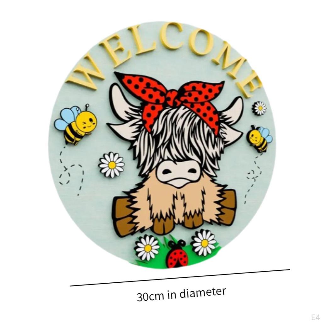 Highland Cow Wood Sign for Entryway, Wall Decor Living Room