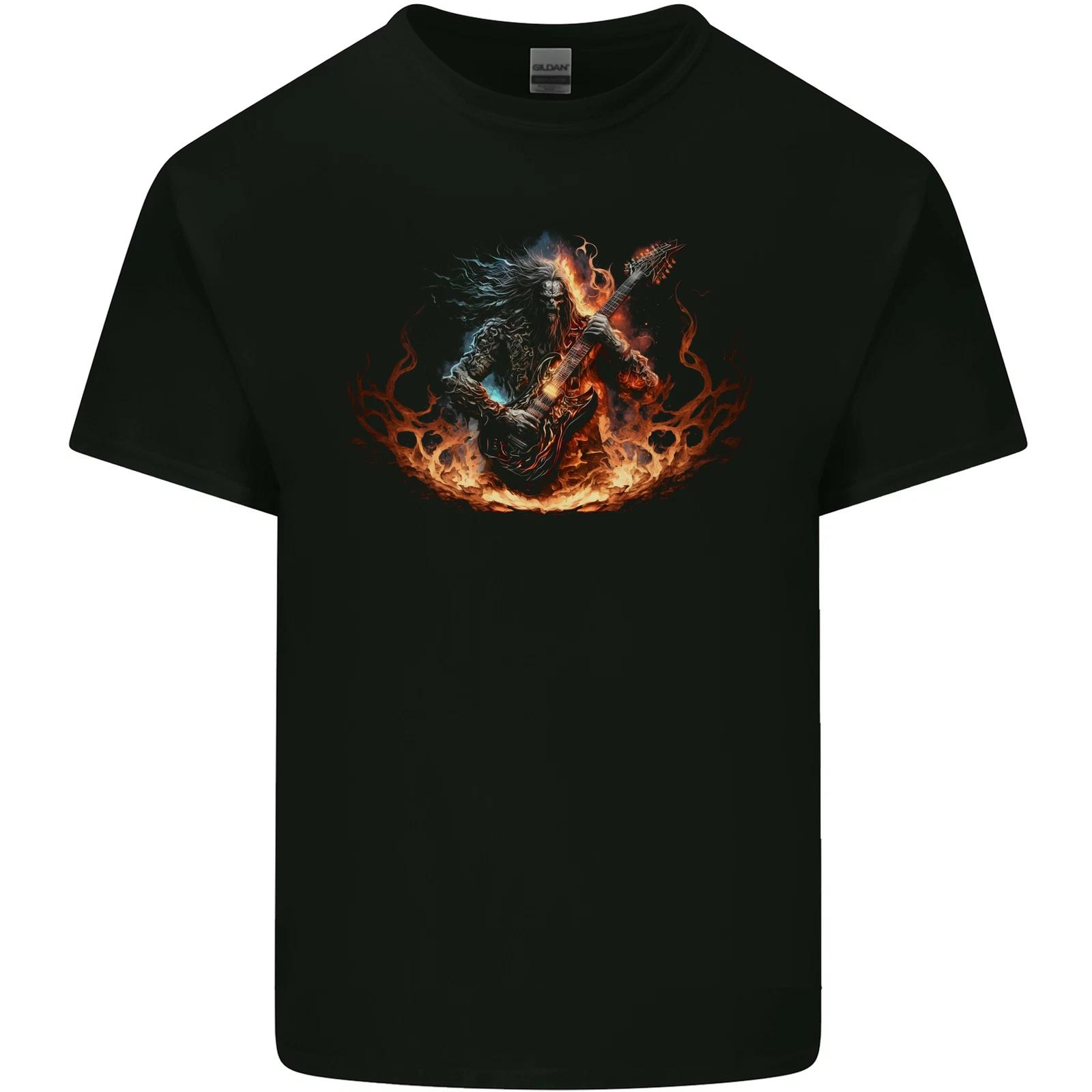 Demon Rocker Rock n Roll Heavy Metal Guitar Skull Kids T-Shirt Childrens 2XL