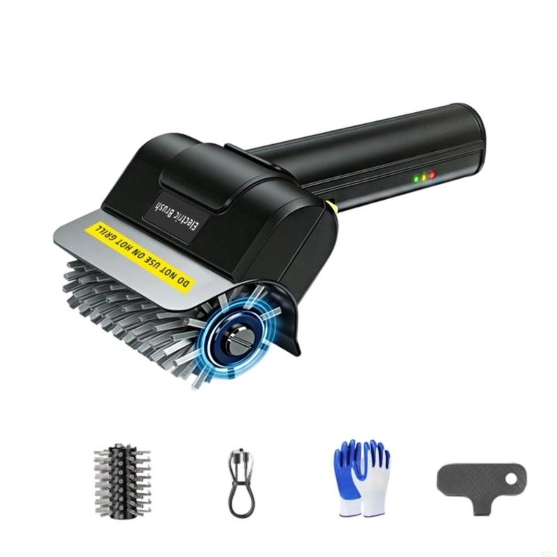 Rechargeable Cordless Grill Scrubber Detachable Brush Heat Resistant Grill Cleaning Brush For Barbecue Maintenance M4YD