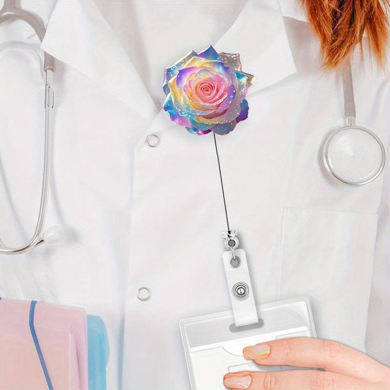 2D Rose Scalable Badge Clip Badge Clip ID Card Name Label Nurse Student Use, ID Cards and Supplies, Badge Clip“