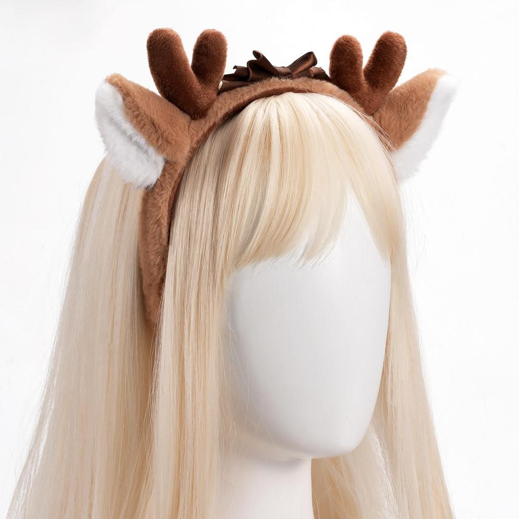 Mefeny Reindeer Headband, Deer Ears, Animal Ears, Christmas Reindeer Cosplay Costume Accessory, Brown