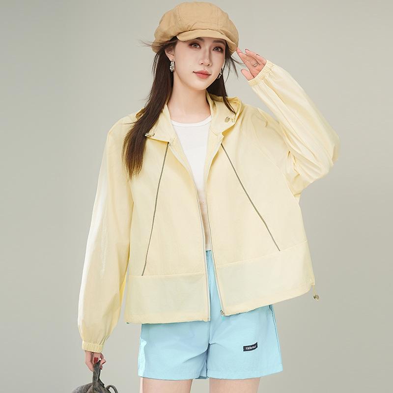 

Front and blue upf + ice silk sunscreen clothing women s spring and summer thin short jacket UV protection sunscreen clothing spot batch M