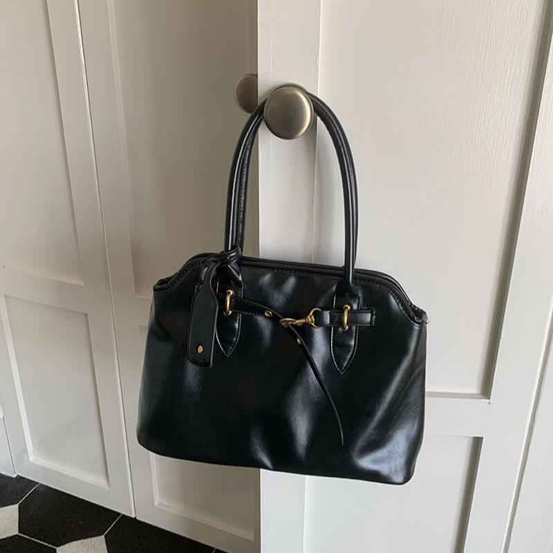 Ретро портфель сумка женская большая вместительная текстура универсальная простая нишевая конструкция портативная сумка через одно плечо 35cm*12cm*24cm чёрный