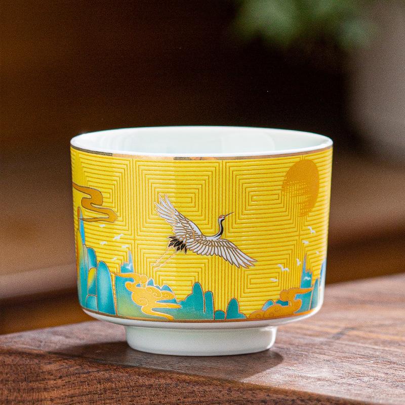 NEW Enamel Color 999 Pure Silver Inner Liner Ruihe Kung Fu Tea Master Cup Home Set Gift Box