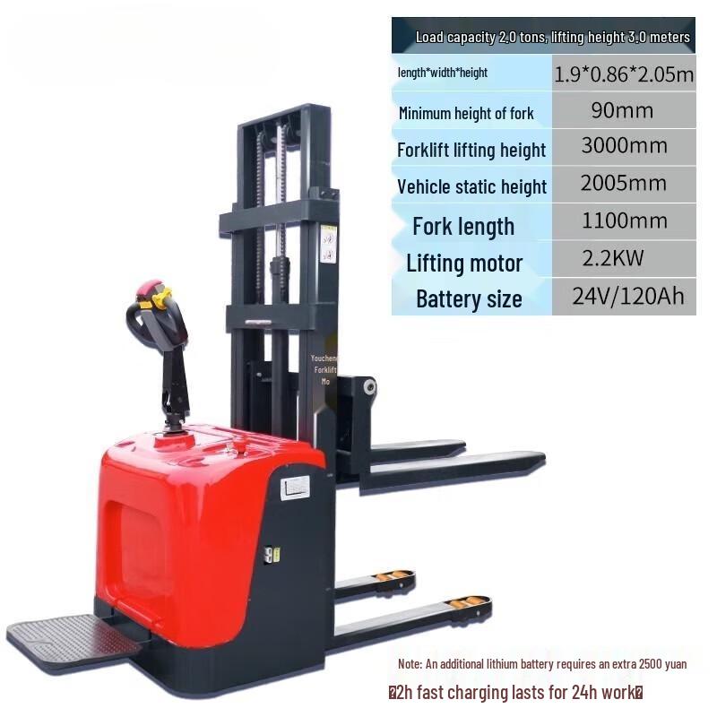 Electric Stand-up Pallet Stacker CN plug (adapter included)