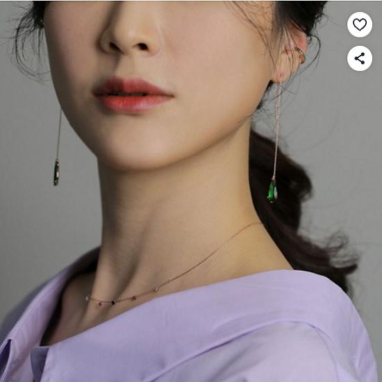 [Judy and Paul] Elisa Waterdrop-Cut Emerald Long Earrings E50325