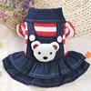 Denim Dog Dress Striped Dog Bib Winter Autumn Cowboy Clothes for Pet Dog