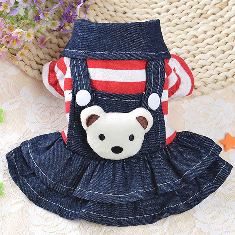 Denim Dog Dress Striped Dog Bib Winter Autumn Cowboy Clothes for Pet Dog