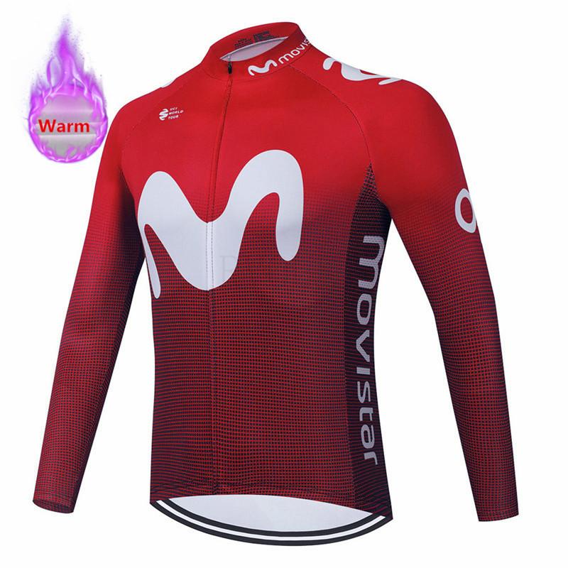 2026 Červený Movistar Zimní Fleecový Cyklistický Dres Sada Oblečení na Horský Kolo Oblečení na Kolo Ropa Maillot Ciclismo Hombre Závodní Oblečení