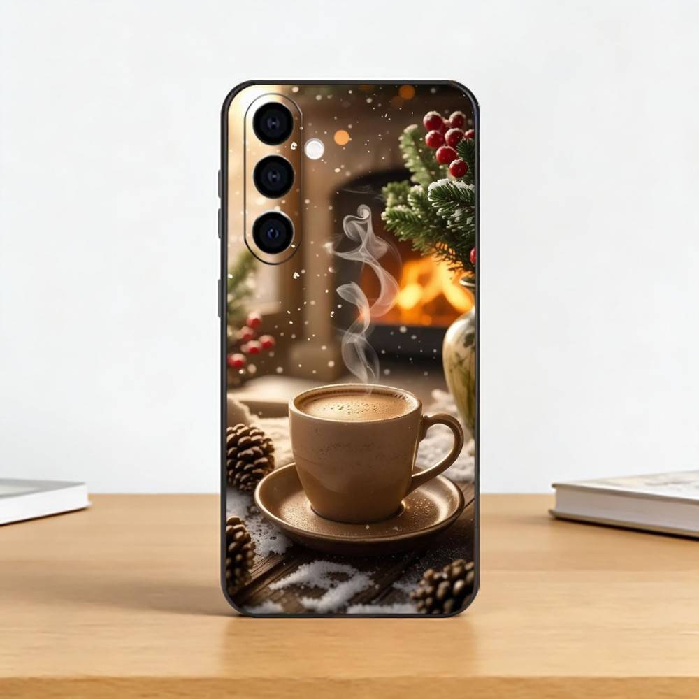 

Christmas Art winter C-Coffee Phone Case For Samsung Galaxy A73,A72,A71,A70,A53,A52,A51,Others Soft Black Cover Samsung a52