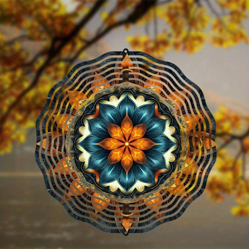 10palcová závěsná zvonkohra s mandalovým květinovým vzorem, dynamický umělecký design, 360stupňový háček pro jaro léto, dekorace na balkon, trávník, dárek s vysokým vkusem