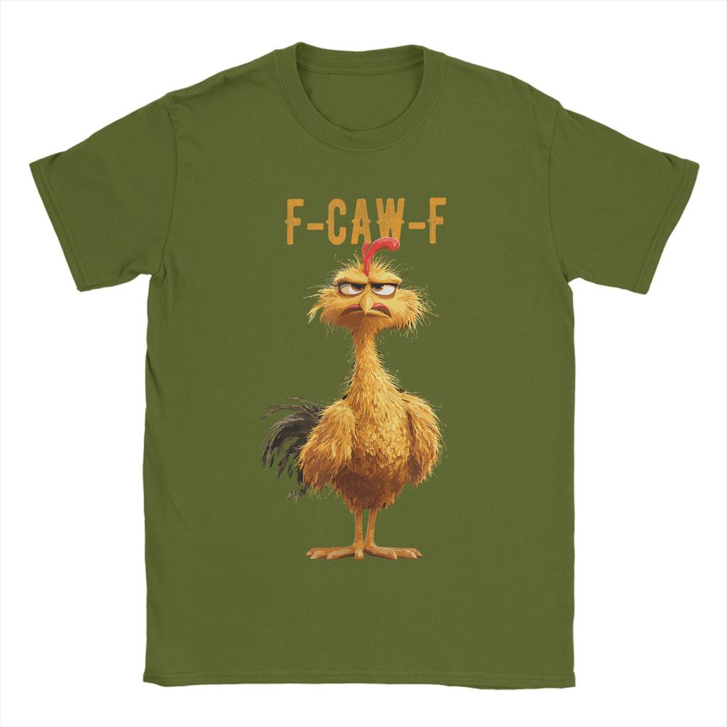 Funny F-Caw-F Chicken Meme Men T Shirts Dark Humor Unique Tee Shirt Short Sleeve Crewneck T-Shirts 100% Cotton Gift Clothing