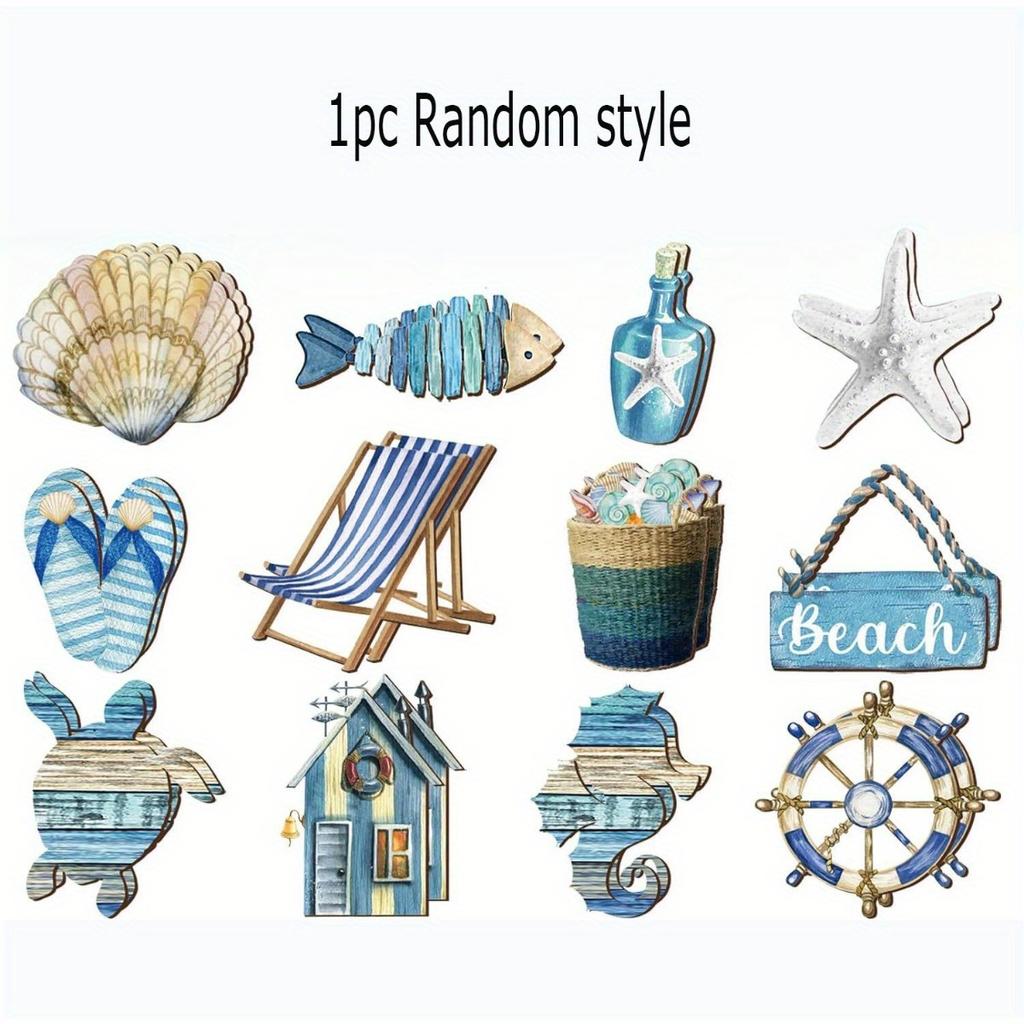 1/12/24/36pcs Summer Beach & Ocean Wooden Ornaments Set - Coastal Hanging Decor with Sea Animals for Home, Tree Parties & More