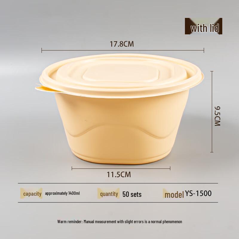 

Microwaveable Corn Starch Disposable Food Containers with Lids, 50-Count