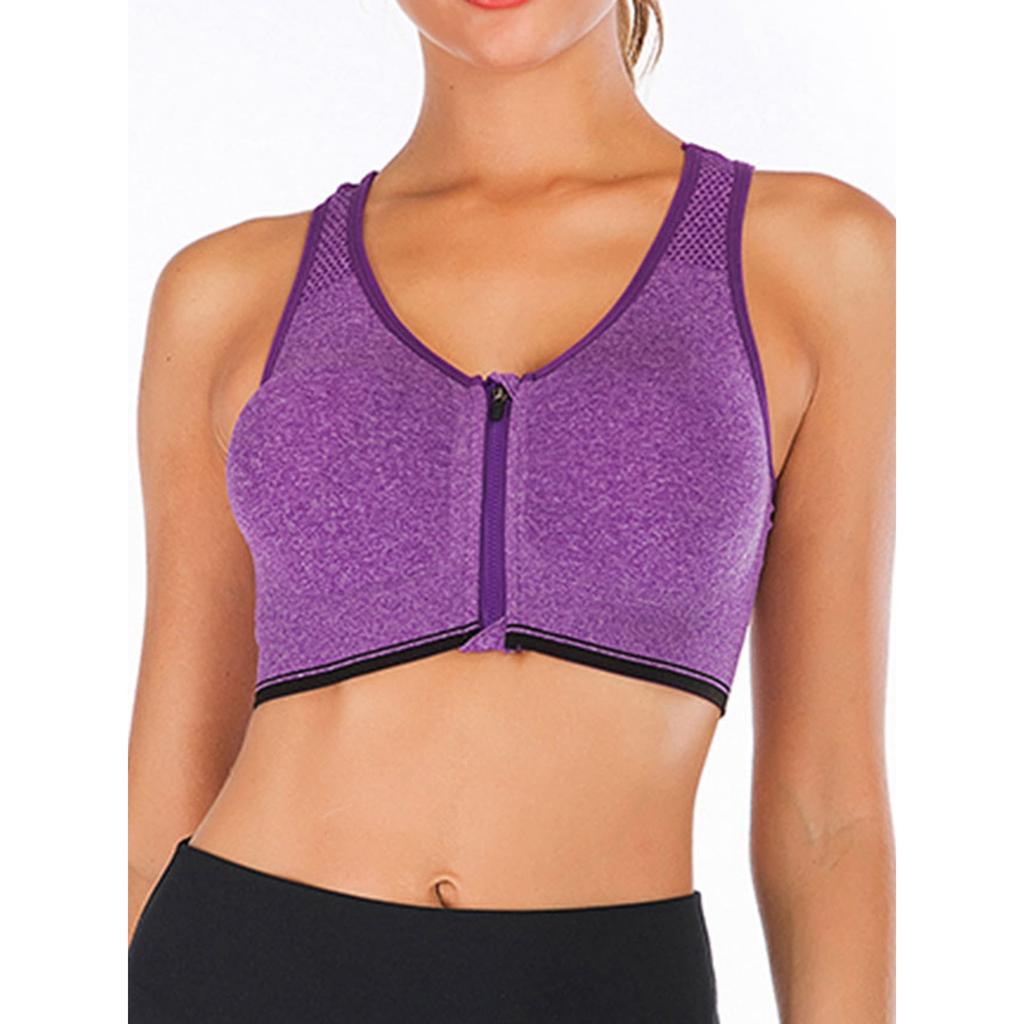 Women's Comfortable Bra Without Steel Ring, Front Zipper, And Trackless Vest Fitness Bra