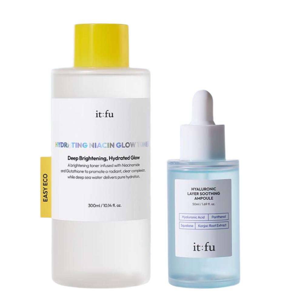 ITFU Moisture Tone-Up 2-Piece Set (Radiance Toner 300ml + Hyaluronic Acid Ampoule 50ml)