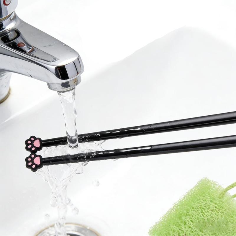 2 Paar Einzigartige Katzen-Themen-Essstäbchen Geschenk für Haustierliebhaber Elegant Nachhaltig Lebensmittelechte Materialien Besteck