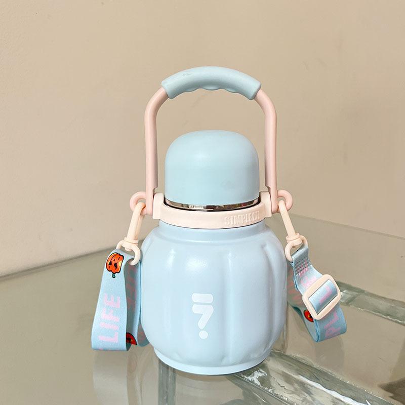 Double Drink Pumpkin Cup New Portable Water Cup Children Cute Large Capacity Stainless Steel Student Thermos Cup