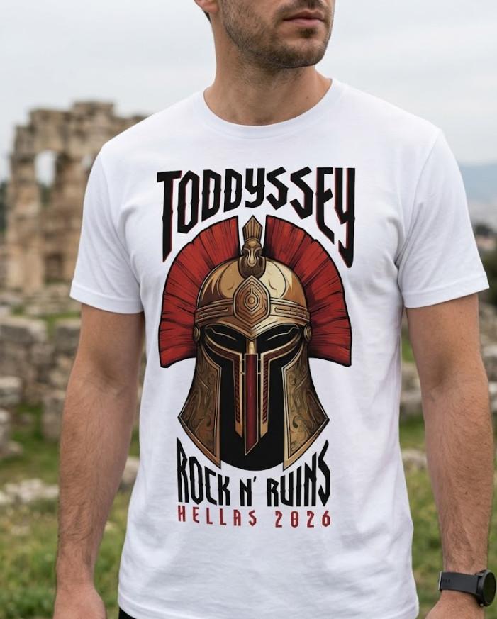 

Toddyssey Rock N#039 Ruins Hellas 2026 TShirt Greek Spartan Helmet Graphic Tee Unisex T-Shirt L