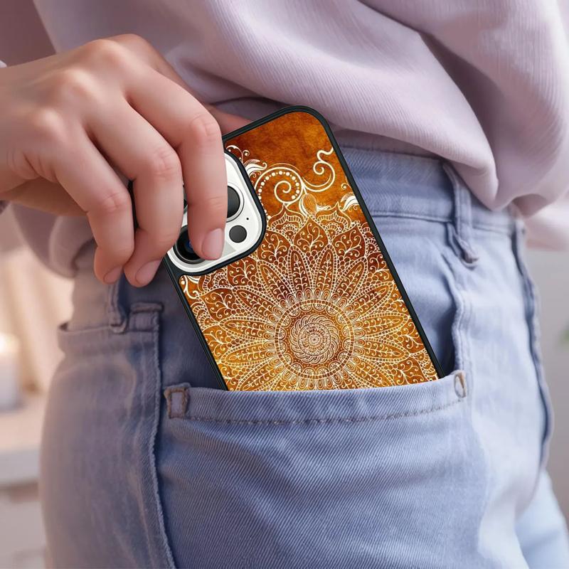 Mandala Wood Floral Phone Case For iPhone 17 Air 15 16e 14 13 Pro Max Coque 12 11 Pro Max PLUS cover