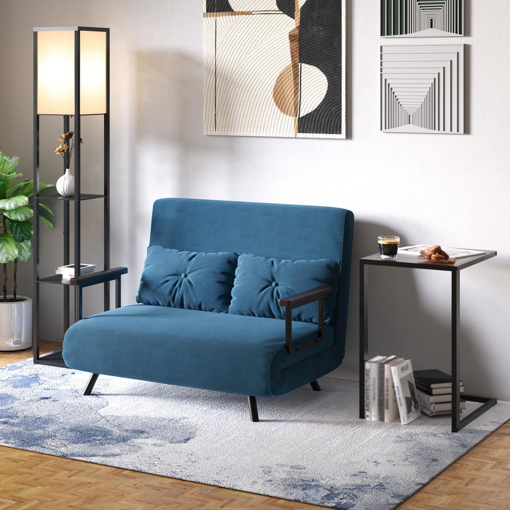 Mesa Lateral em Forma de C, Mesa de Cabeceira com Estrutura de Metal, Mesa de Apoio Decorativa para Sofá na Sala de Estar, Quarto, Marrom e Preto
