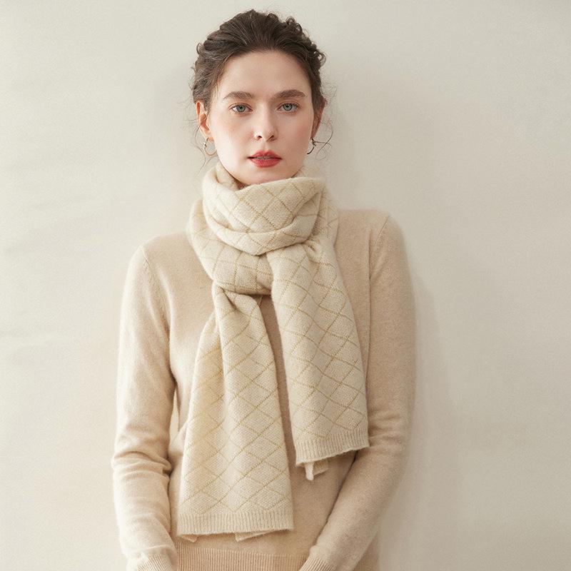 Damen 100% Reines Kaschmir-Schal - Modischer Unifarbener, Warmer Gestrickter Nackenschal für Herbst und Winter