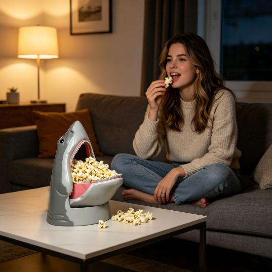 Žraločí popcornový kyblík Dětský párty kyblík na svačinu Novinka Popcornový kontejner pro rodinné filmové večery Párty Zábavný nápad na dárek