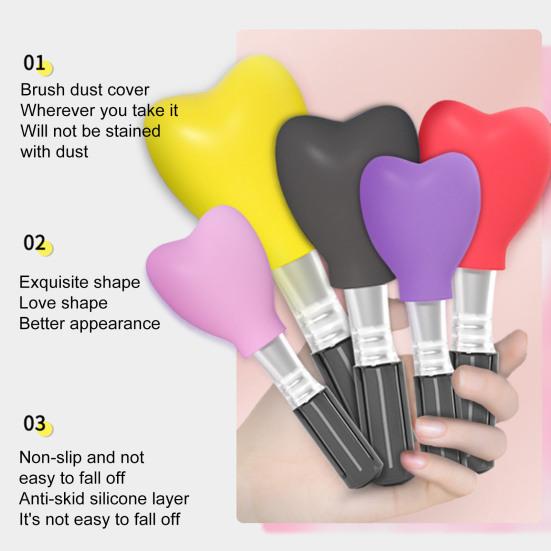 Covers Colored Heart Shape Soft Dustproof Silicone Sleeve Protect Bristles Portable Blush